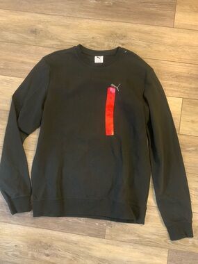 Puma Men’s Black Crewneck Sweatshirt with Red Stripe